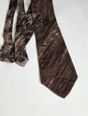 1970s RESISTO Wide Brown Velour Velvet Necktie Mens Classic Tie Costume Cosplay